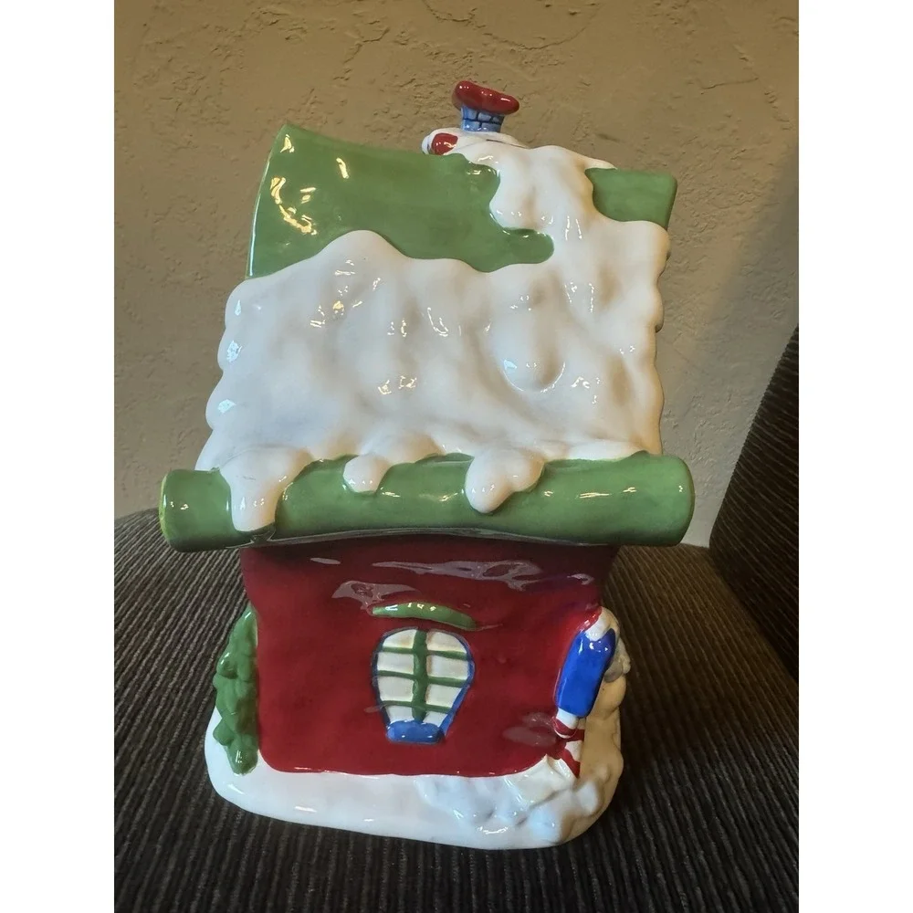 Harry & David Santa's Workshop Ceramic Cookie Jar Holiday Christmas Kitchen